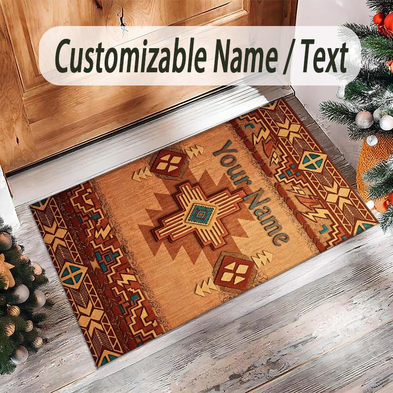American Patriotic Theme Crystal Velvet Rug Personalized Custom Name Text Soft Floor Mat Home Decor