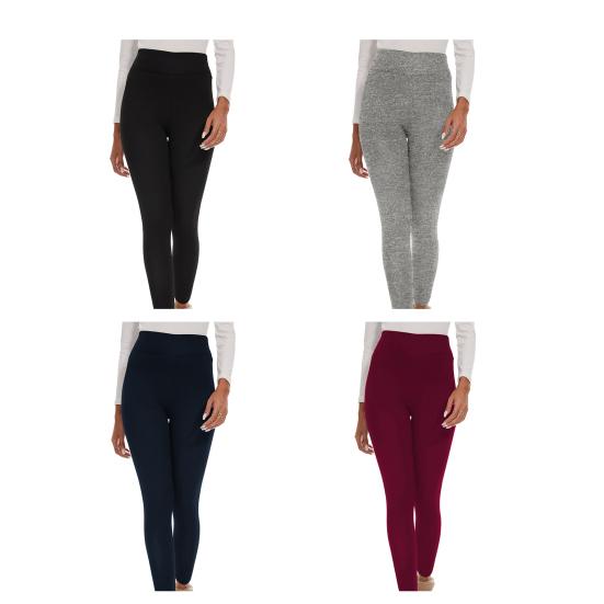 Women Leggings Solid Color High Waist Plush Lining Thickened Warm Pants Tight Fit Cold Weather Leggings