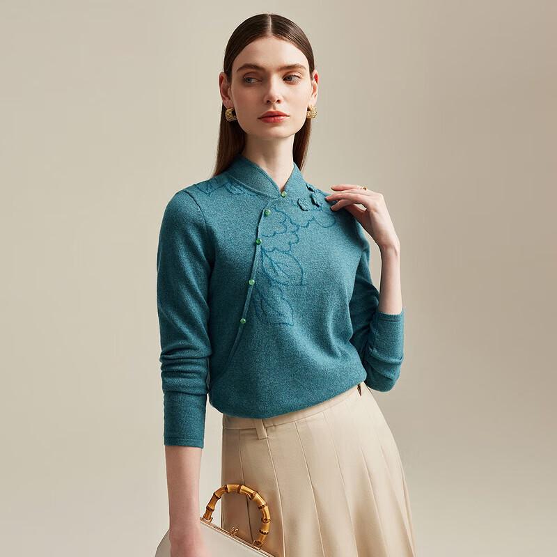 Zhaojun Women's Chinese Style Cashmere Stand-up Collar Sweater