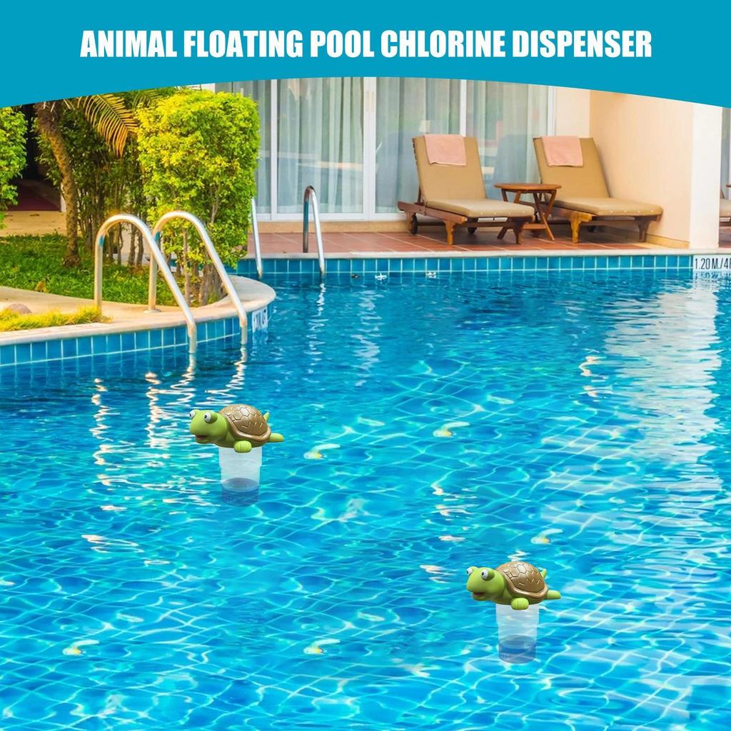 Pool Turtle Chlorine Dispenser Cute Turtle Chlorine Tablets Holder Floater Safe Clear Animal Floating Chlorinator For Hotel
