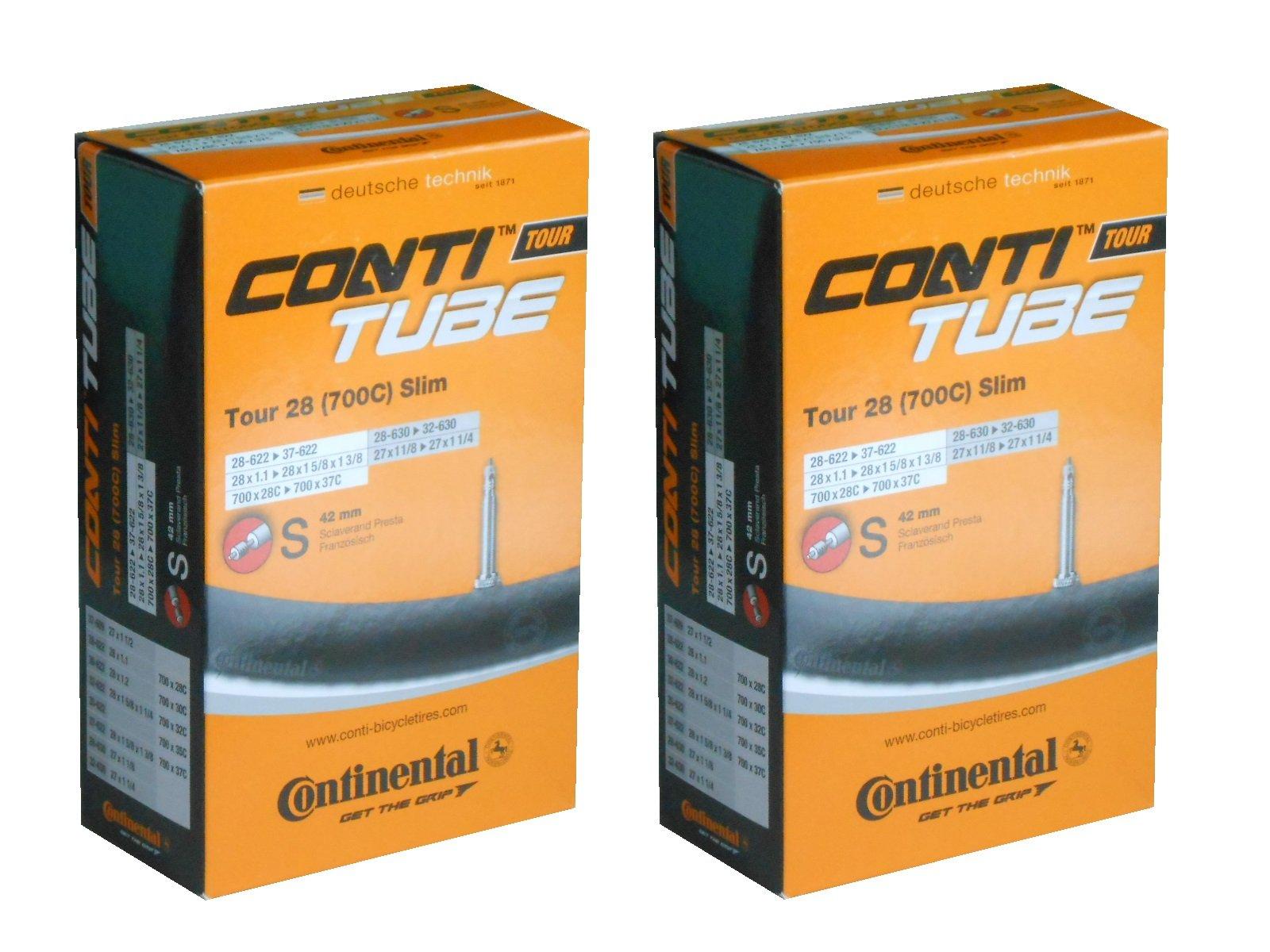 

Set of two Continental Tour28 Slim 700x28/37c tubes with 42mm Presta valves, 28-622/37-622 [Parallel Import]