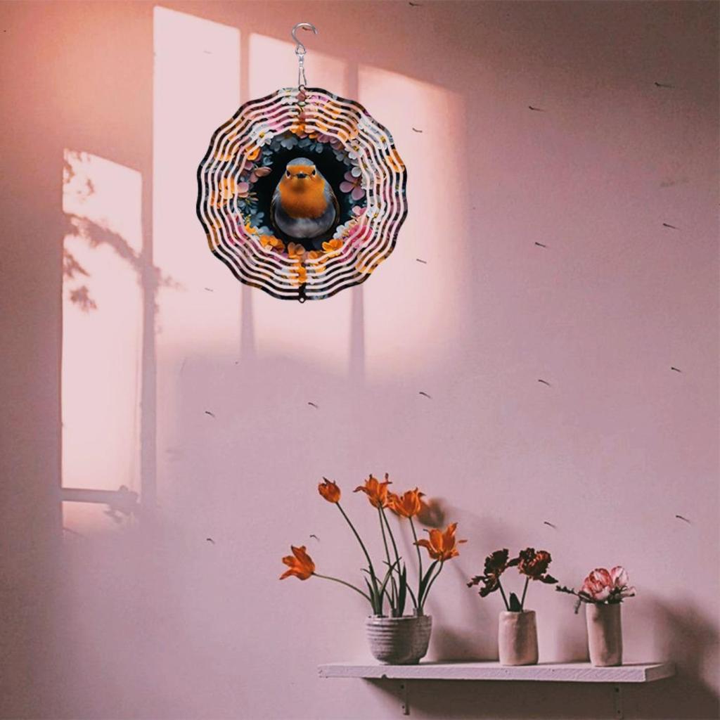 Large 2D Metal Robin Wind Spinner – Rotating Wind Chime, Kinetic Yard Art, Unlimited 360° Rotation, Durable Iron Construction