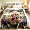 Virgin Mary Theme Custom Blanket Personalized Name & Text Customized Soft Warm Throw Blanket Home Decor