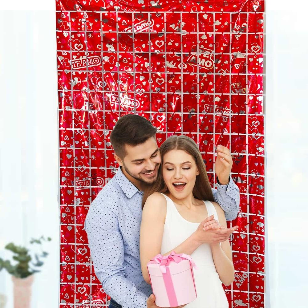 Love Heart Valentine's Day Rain Curtain Plastic Bowknot Streamers Hanging Curtains DIY Party Accessory