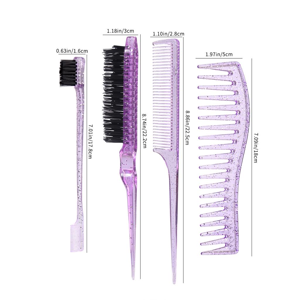 Hair Styling Comb Hair Brush Set, Teasing Edge Brush Rat Tail Comb For Curly/Straight/Wet/Dry/Long/Short Hair