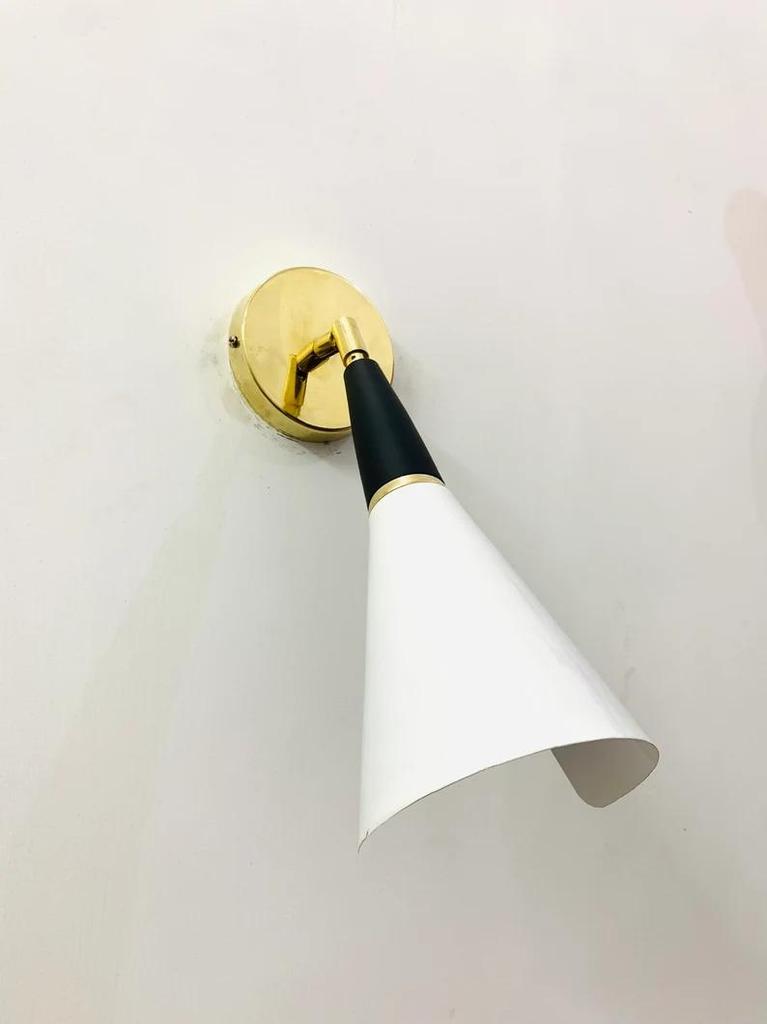 Custom Brass Diabolo Wall Sconce: Mid Century Bedside Lamp