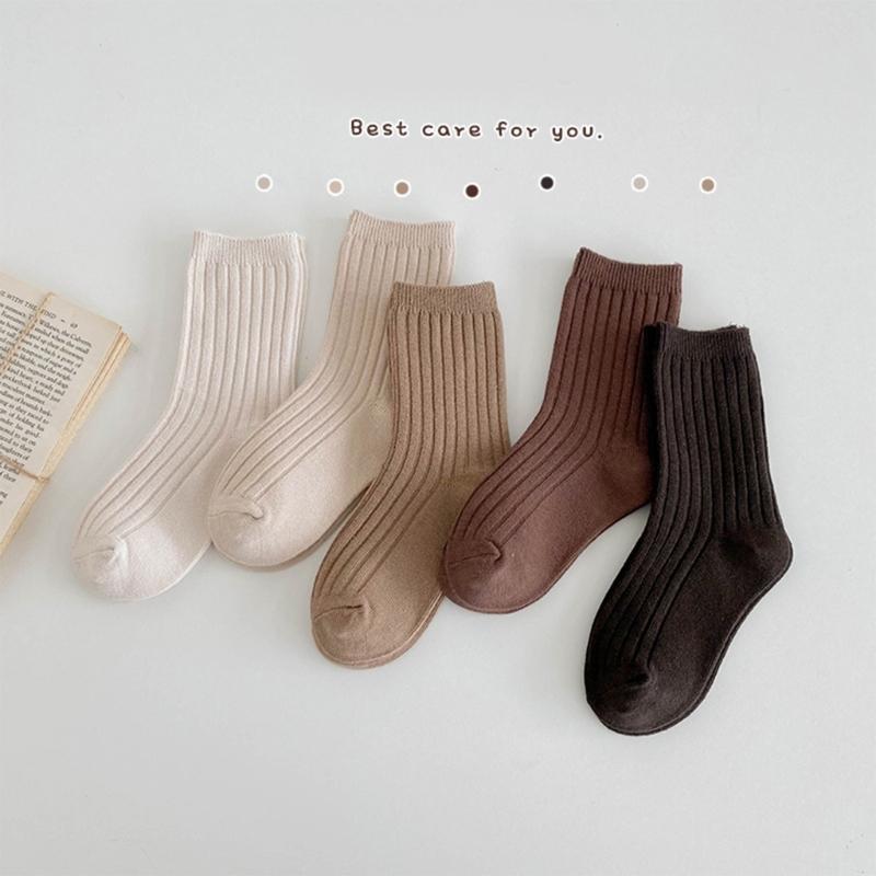 Kids Simple Crew Socks Plain Ankle Socks Breathable Booties Socks Calf Socks