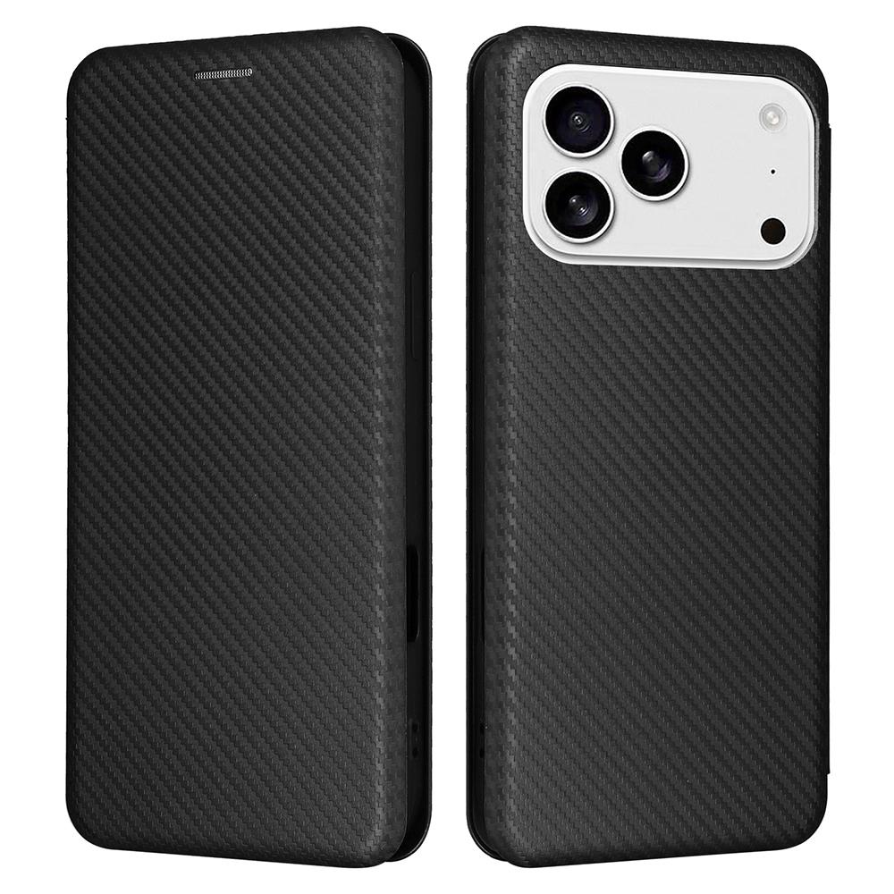 For iPhone 17 Pro Case Carbon Fiber Texture Drop-Proof PU Leather Phone Cover