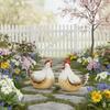 Two Garden Decorations Rooster &; Ceramic Hen