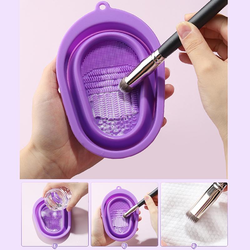 1Pcs Collapsible Silicone Brush Egg Pad Clean Washing Tools for Makeup Brushes Scrubber Board Cosmetics Cleaning Mat Kit