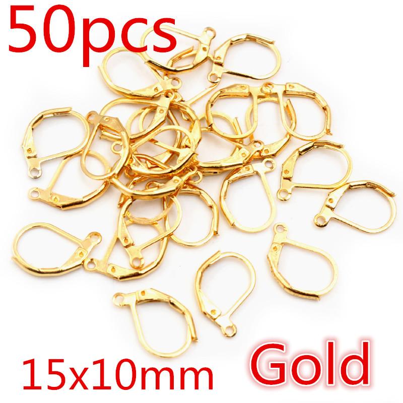 30-50pcs Fashion Bronze Rhodium Gold Silver Plated French Earring Hooks Wire Settings DIY Jewelry Making Findings Accessories