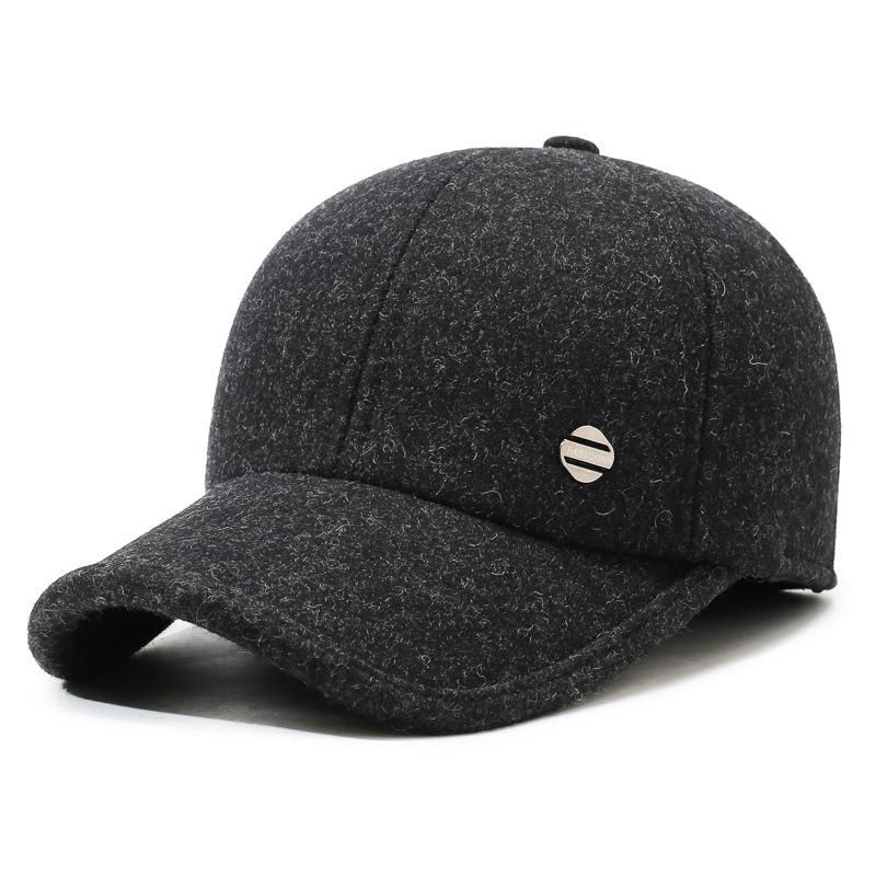 Middle-Aged Autumn Winter Hat Men's Velvet Thick Cap Outdoor Warm Cold-Proof Baseball Cap