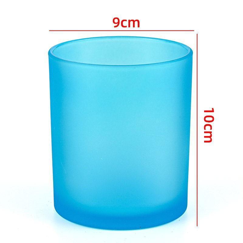 Colored Frosted Glass Candle Jar with Optional Lid - Creative Wide Mouth Design
