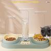 Double Dog Cat Bowls With Water Dispenser Tilted Cat Food Dishes For Indoor Pet-Green