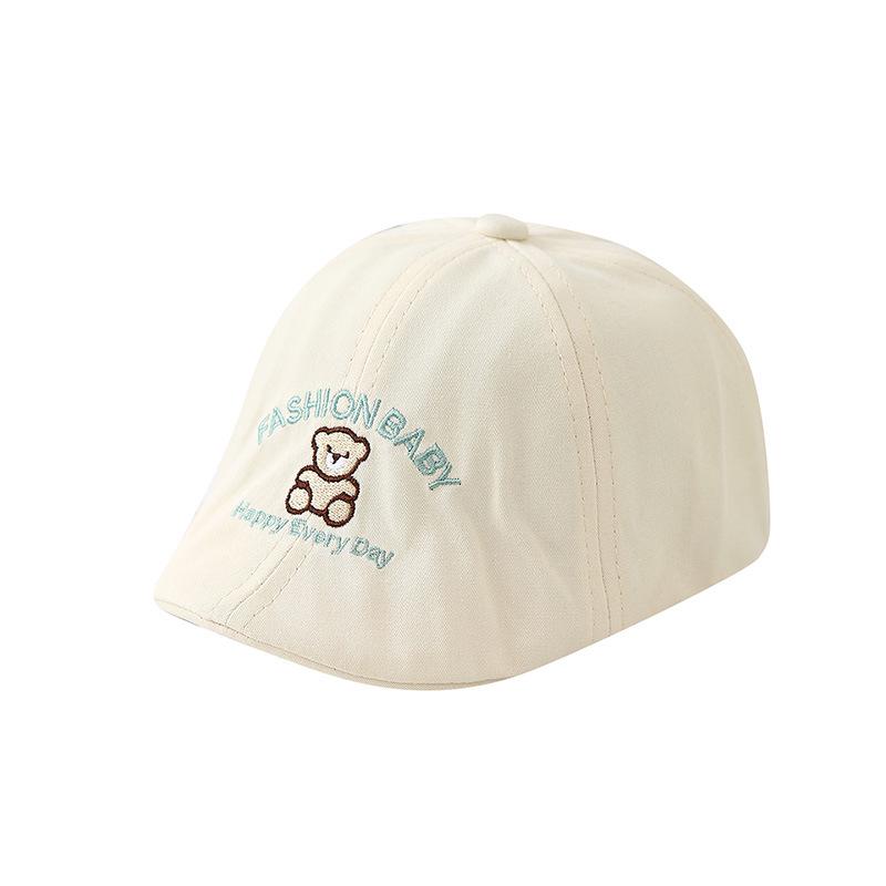 Cute Unisex Baby Cartoon Embroidery Beret - Korean Style Spring/Autumn Fashion Flat Cap