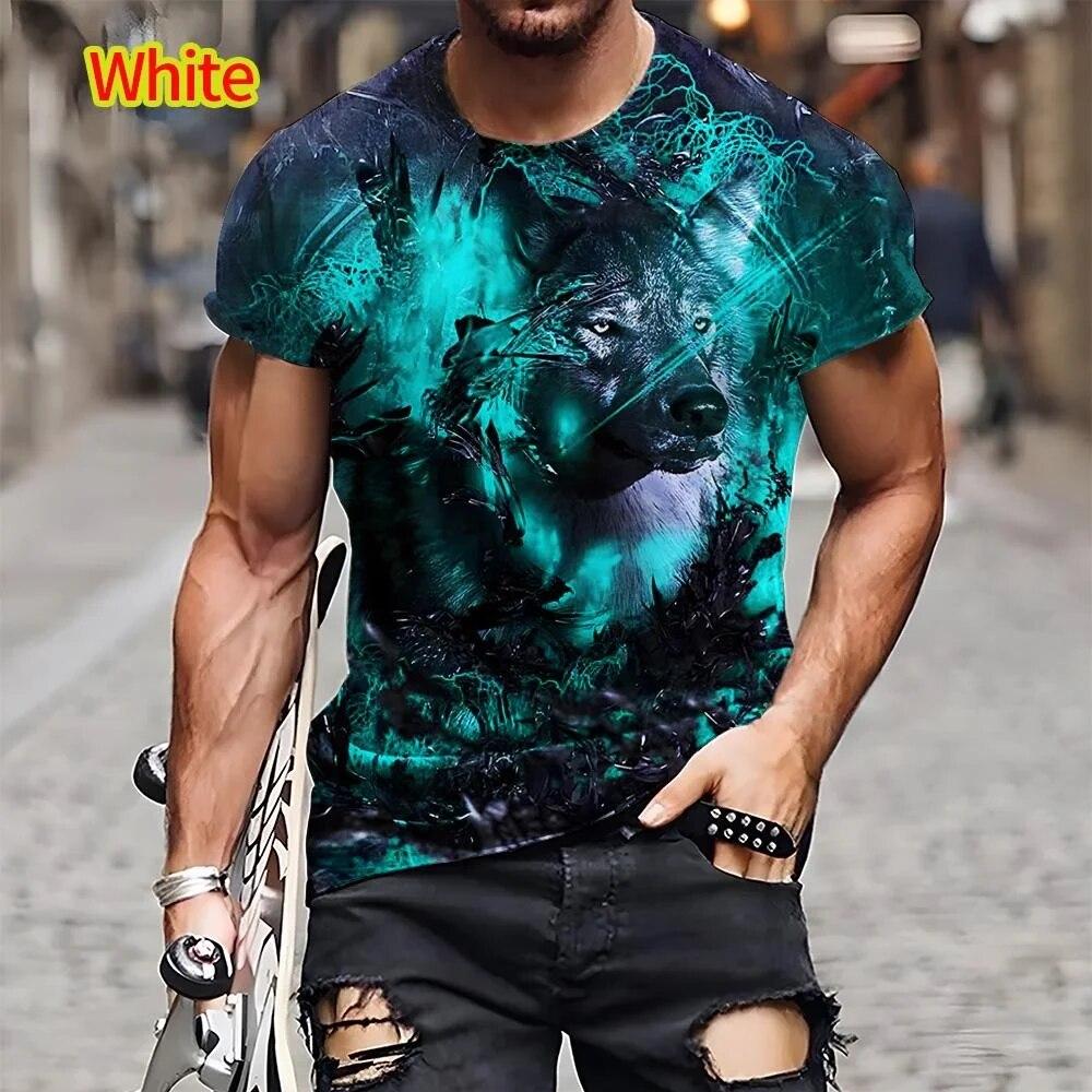 

Новая футболка с изображением животных, футболка с волком и 3D-принтом, летний крутой топ в стиле хип-хоп с короткими рукавами 5XL красный