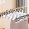 10pcs Adjustable Pants Hangers with Non-Slip Clips, Space-Saving Windproof Design for Towels, Socks, Underwear - Durable Metal Construction