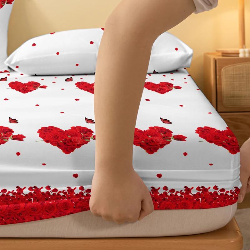 Rose 1 Butterfly Patterned Frosted Bedsheet, Printed Bed Cover For Bedroom, Bedding Excluding Pillowcases