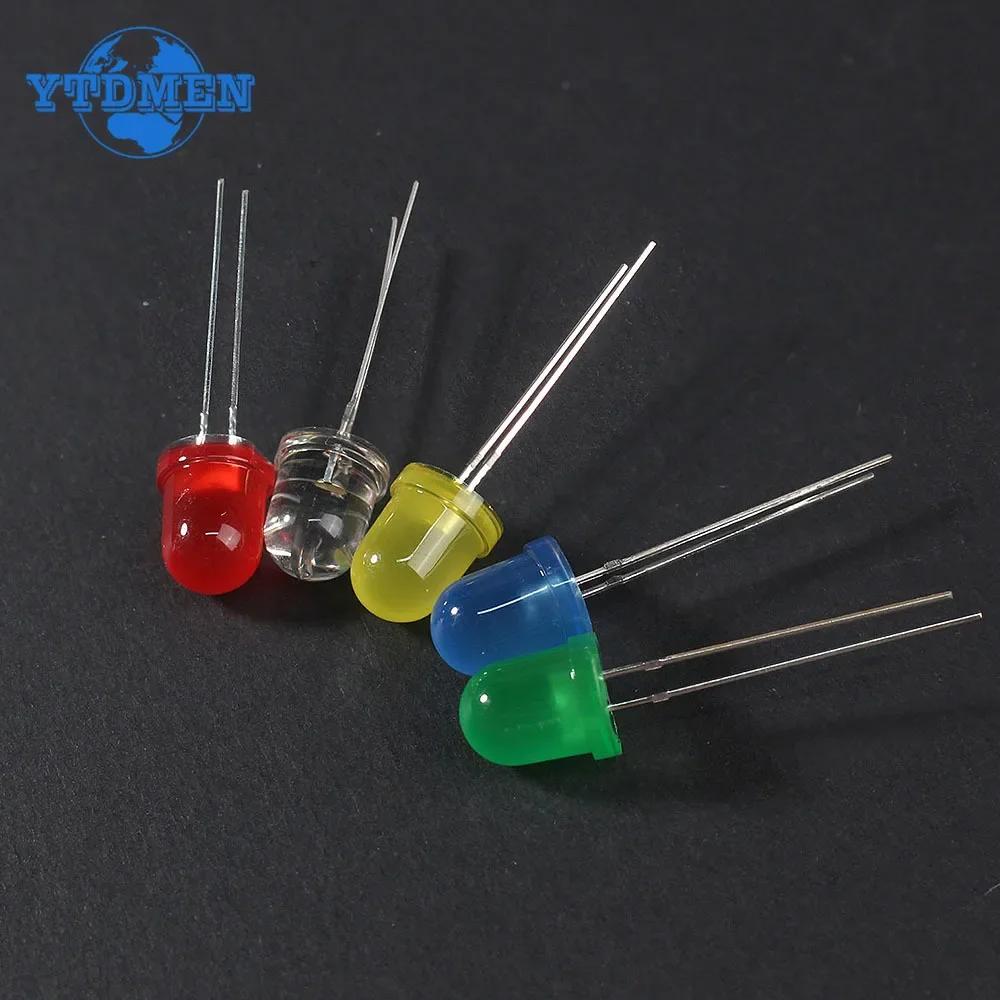 50PCS LED Diode Assorted Kit 8MM 10MM Multi Color DIY LED Light Emitting Diodes F8 F10 Red Green Blue Yellow White
