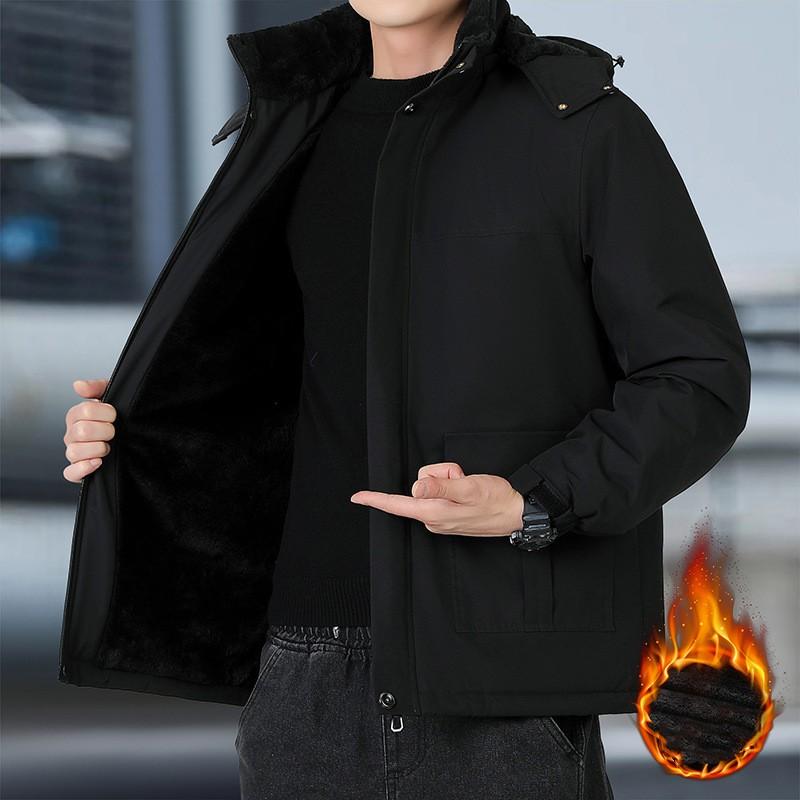 Parka Invernale da Uomo Impermeabile Caldo Taglie Forti Giubbotti Spessi con Cappuccio Largi Antivento