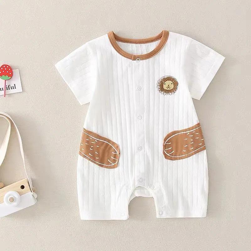 

Унисекс Летний Комбинезон с Коротким Рукавом для Новорожденных – Милый и Удобный для Дома или Прогулок 90cm