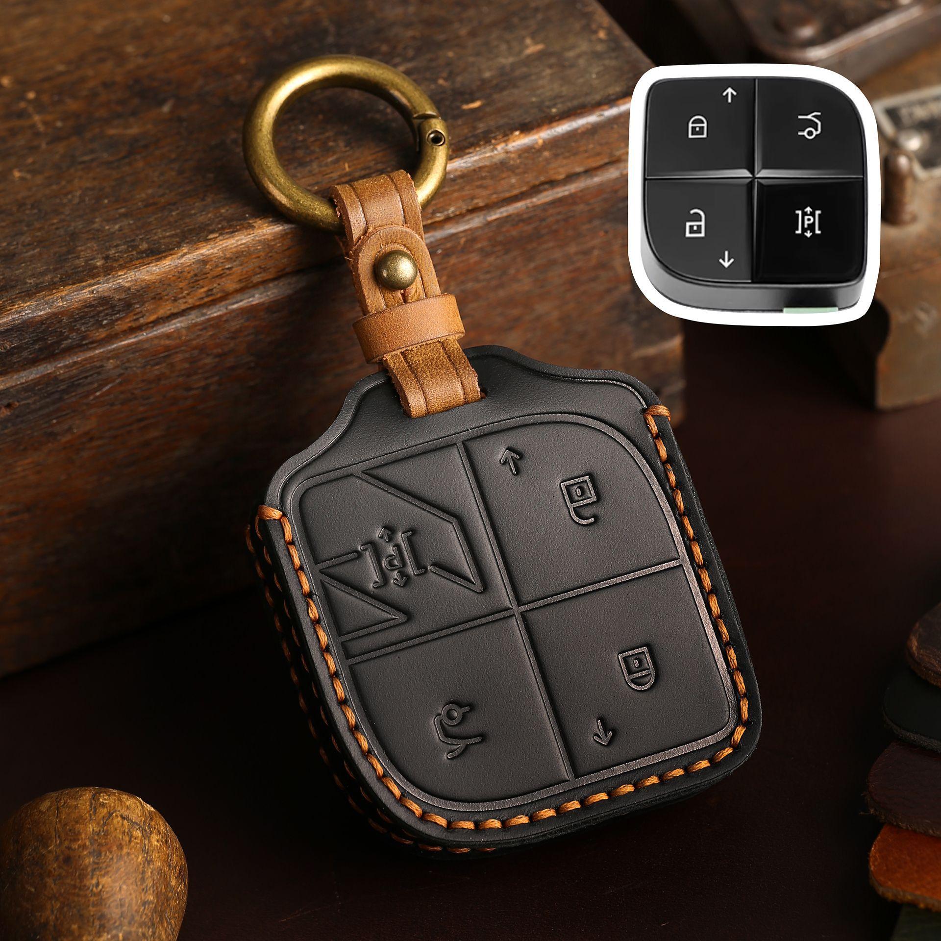 

Applicable to 2023 Lynk & Co 08 key cover leather new Lynk & Co 08 special car modified key protection bag чёрный