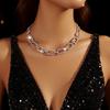 European and American Fashion Party Style Shiny Rhinestone Square Splicing Necklace Simple Light Luxury Creative Collarbone Necklace Women
