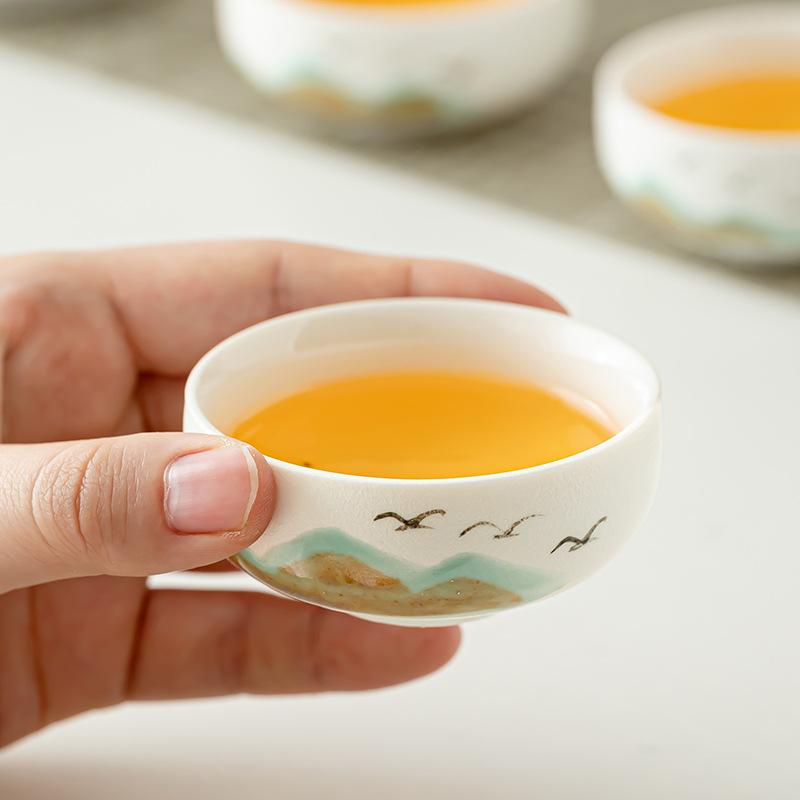 Yanhe Qingshan Coarse Pottery Travel Tea Set Collection Gift Box, a Complete Set of Business Gifts, with Courtesy Dehua White Porcelain Tea