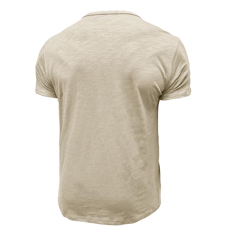Men's Bamboo Cotton Henley T-Shirt - Short-Sleeve Outdoor European and American Style