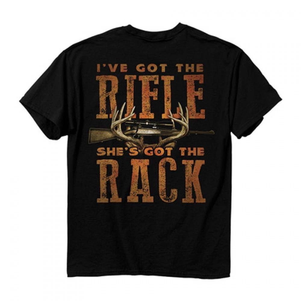 I Got the Rifle She got the Rack Buckwear Tee T shirt L