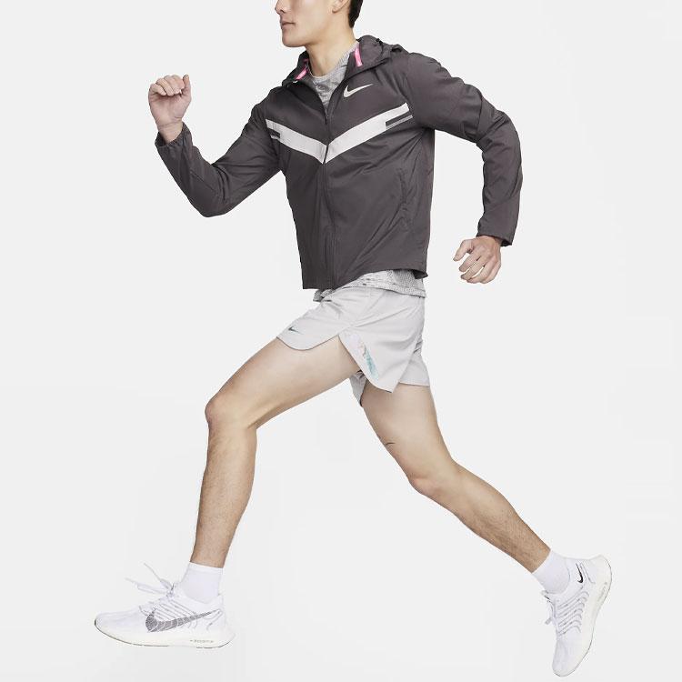 Nike Repel Windrunner Letter Logo Printed Color Block Long Sleeve Hooded Jacket Men Jacket Medium-Gray FQ8017-254