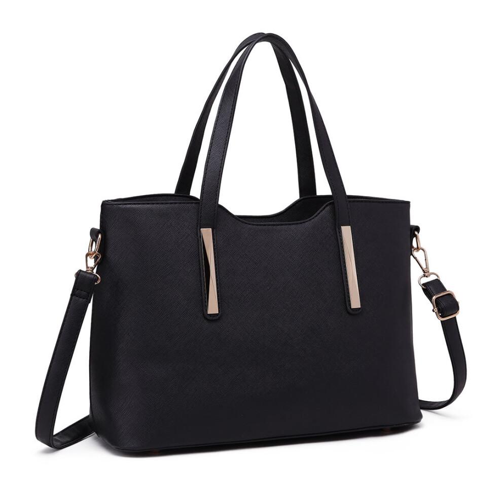 (Black) Miss Lulu Women's Shoulder Bag & Mini Pouch