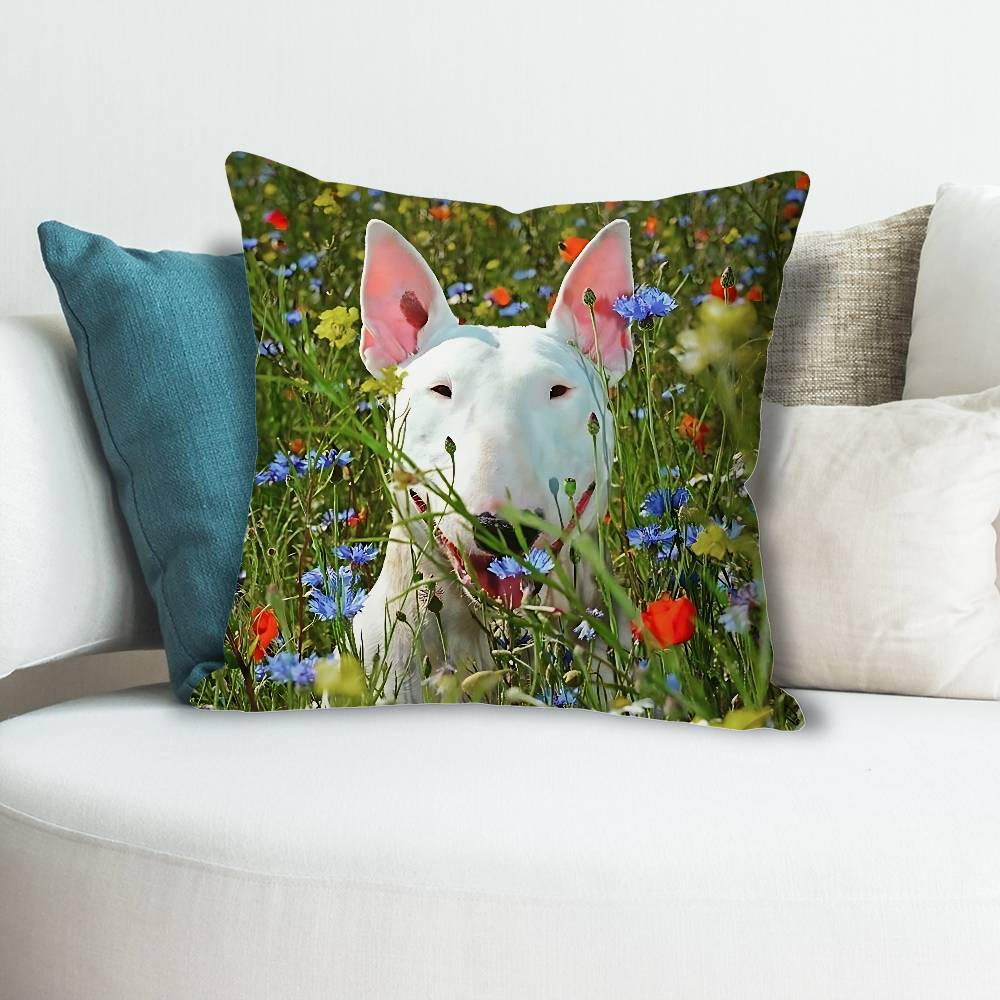 BBull TTerrier Dog Funny Pillow Cases for Bedroom Living Room Sofa Home Decor Polyester Cushion Cover with Zipper