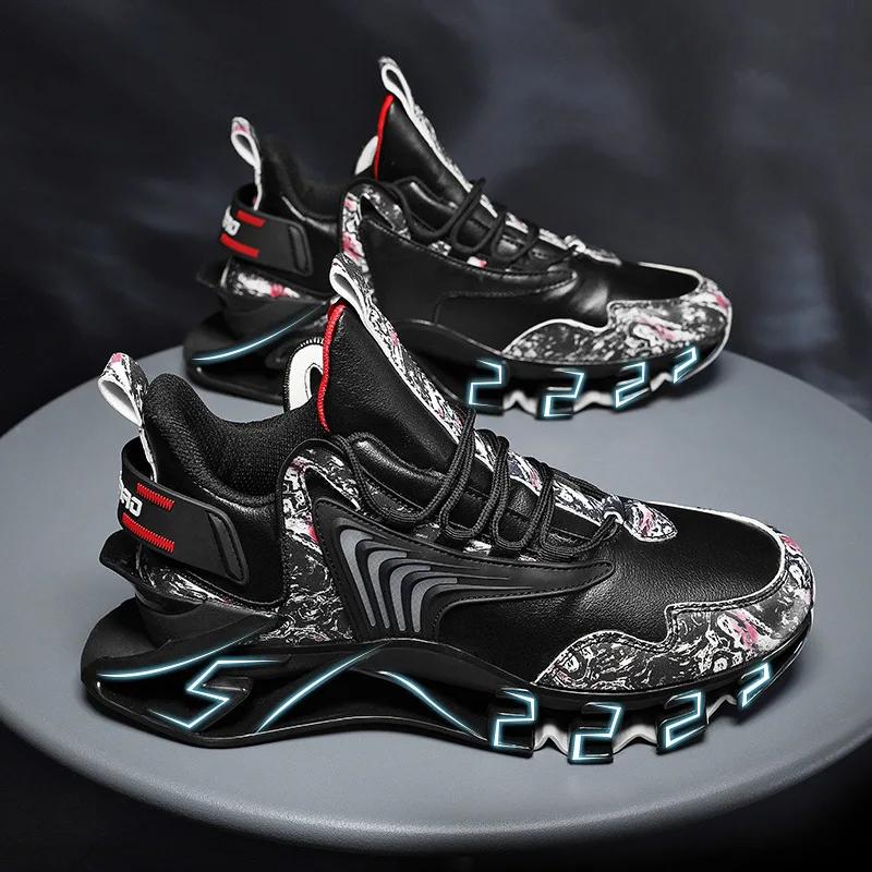 Men's Lightweight Sports Shoes Higher Air Cushion Casual Breathable Outdoor Running Cycling Platform Blade Sneaker Fashionable