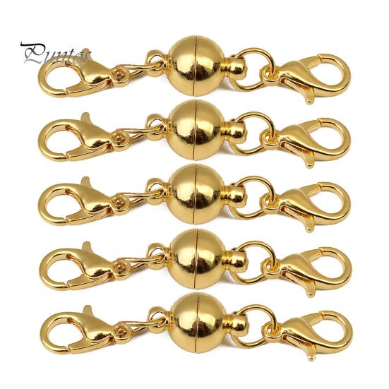 

5 шт. практичных глянцевых чистых медных ожерелий, кожаных шнуров, магнитных застежек, ожерелья, соединителей, ювелирных аксессуаров 6 mm золотистый