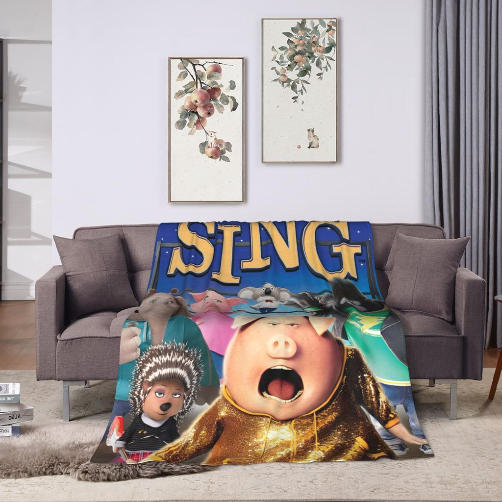 Soft Warm Blankets Airplane Travel Sing 2 Movie All Characters Throw Blanket Bedspread For Living Room Funny Sofa Bed Cover