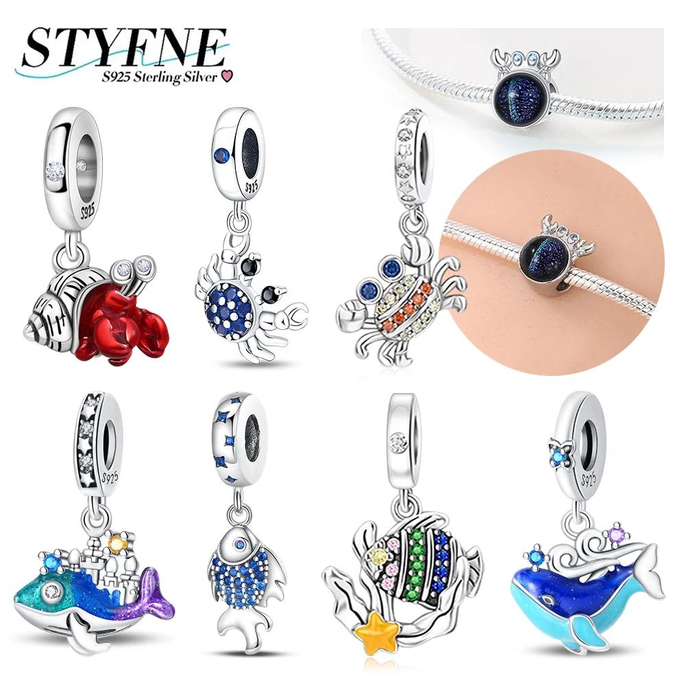 Charm Bead Charms Plata Zircon Crab WhaleBeads for Charm Bead Charms copper Bracelets Bead Charms Jewellery Making Womens Gift