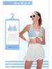 Stylish Navy Striped Women's Shockproof Yoga Vest – Breathable, Tight-Fit with Beautiful Back Design