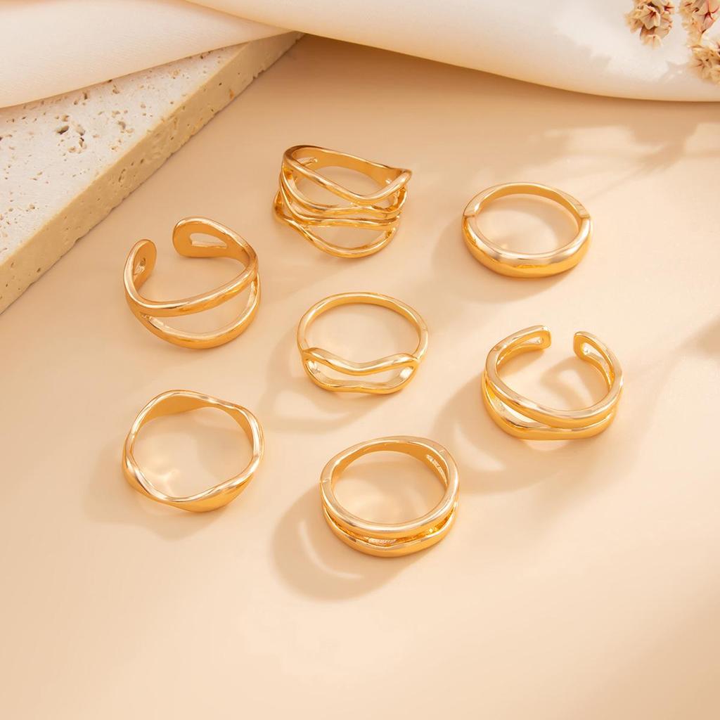 Elegant Geometric Alloy Ring: Versatile Open Band with High-End Design for Women