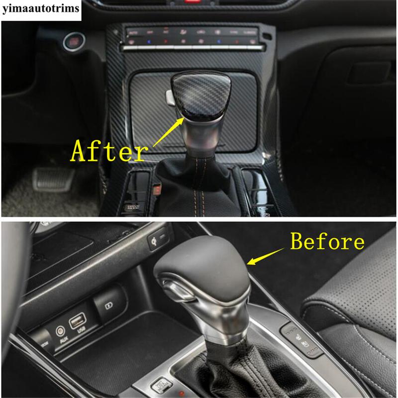 Cubierta Decorativa de Palanca de Cambios para Coche con Acabado de Fibra de Carbono ABS / Accesorios Interiores Rojos Para Kia Sorento MQ4
