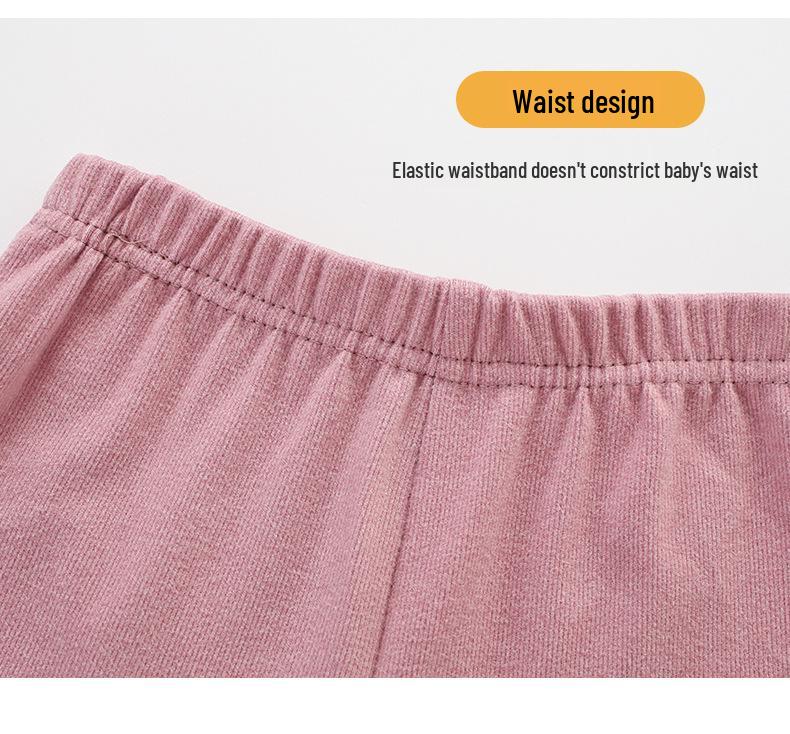 Children's Brushed Collar Underwear Set - Boys and Girls Warm Solid Color Autumn/Winter Pajamas