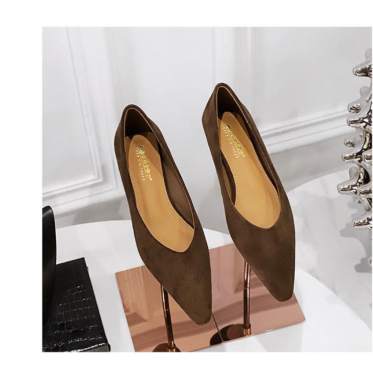Korean Style Women's Wedge Heel Suede Pointed Toe Shoes - Comfortable & Versatile