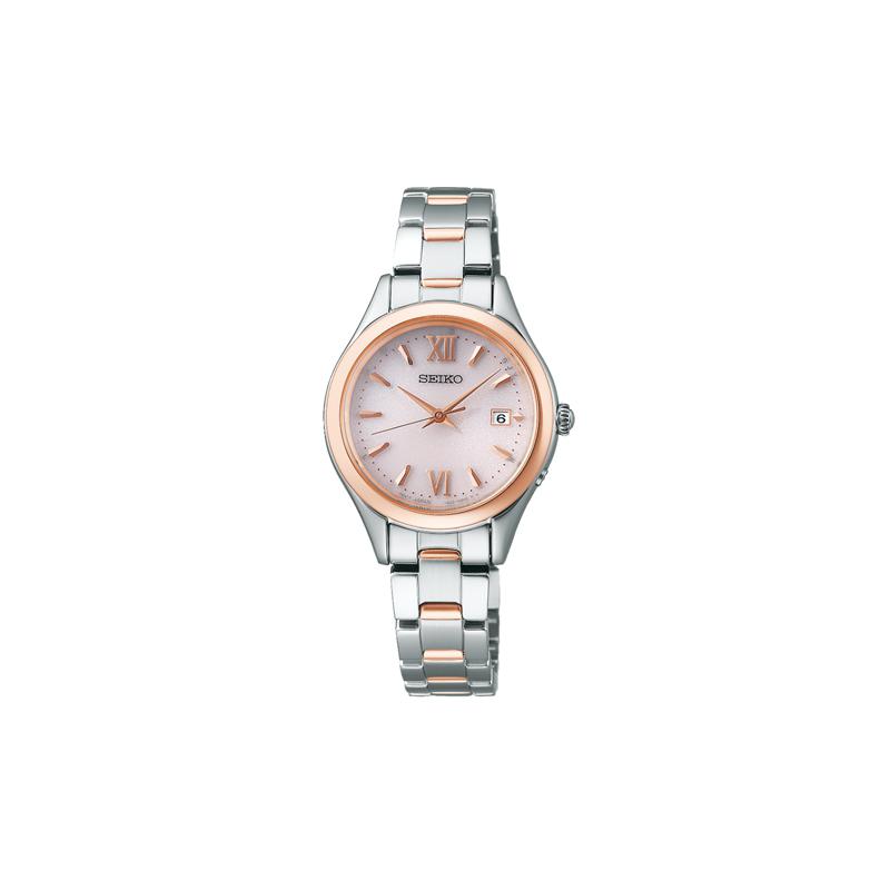 SEIKO 100 meters waterproof leisure solar Quartz Steel Strap women s watch pink dial SWFH132 розовый