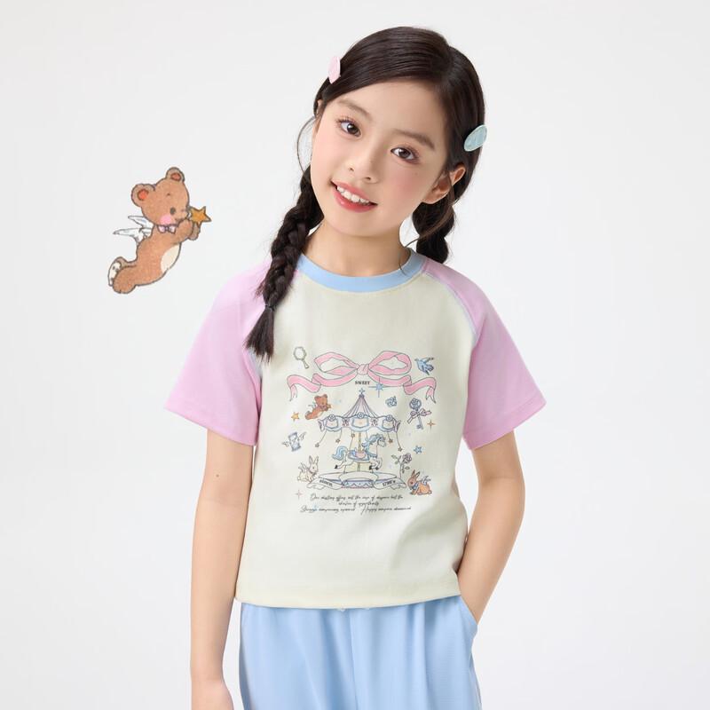 Girls Cartoon Print Round Neck T-shirt 170
