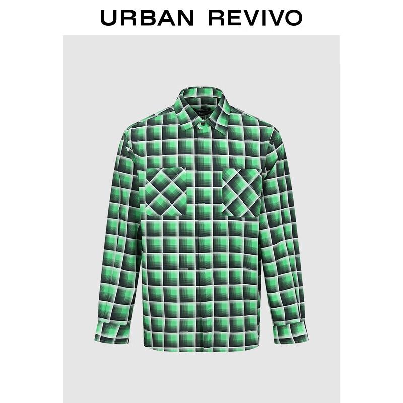 UR Men s Plaid Ultra-Loose Long Sleeve Shirt UMA250004 M (M-L)