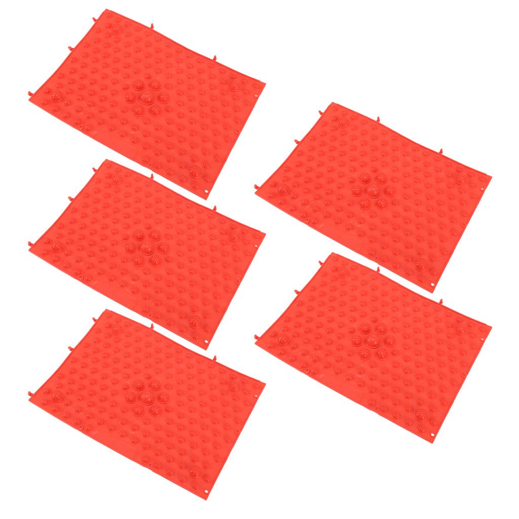 5Pcs Foot Massage Mat TPE Acupressure Walking Toe Plate Massage Pad for Home Outdoor Game Red