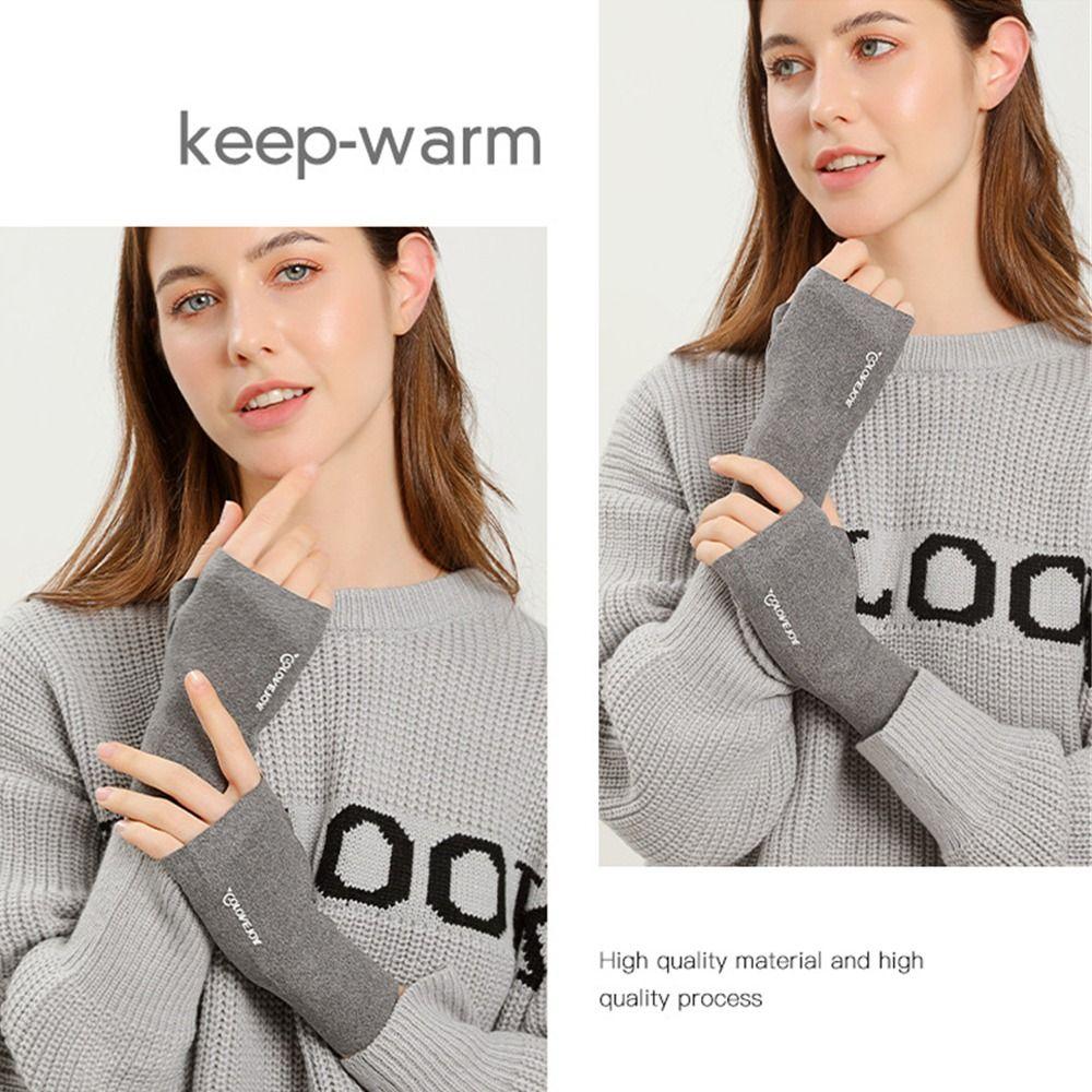 Women Thick Warmth Knitted Gloves Plush Fingerless Mittens Half-finger