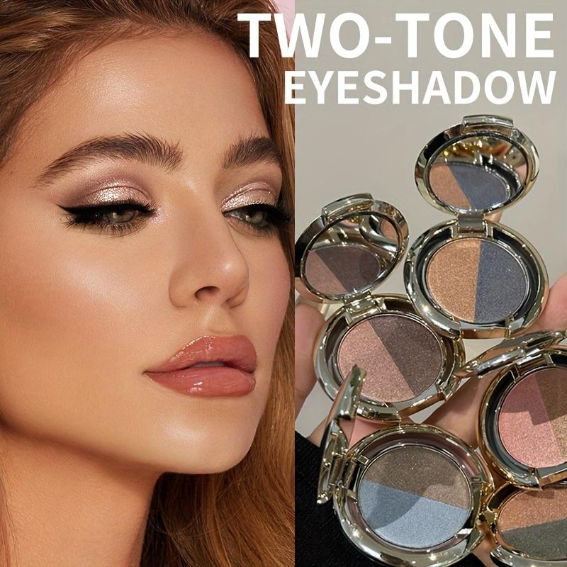 Dual-Tone Eyeshadow Shimmer & Smoky Brown/Blue-Black Multi-Color Eyeshadow Palette - Wet/Dry Formula, Long-Lasting Waterproof & Sweatproof Eyeshadow