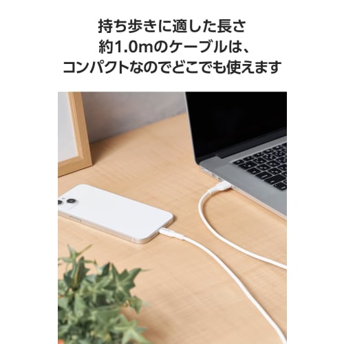ELECOM Lightning Cable 1m Lightning to USB-A Apple Certified Product 12W iPhone Charging [Mfi Certified] White MPA-UALECD10WH