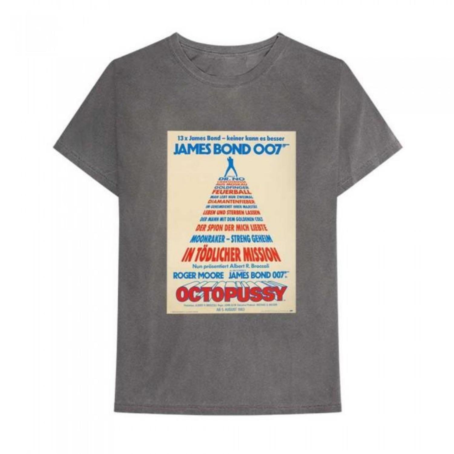 James bond Unisex Adult Octopussy German Poster Cotton T-Shirt S чёрный